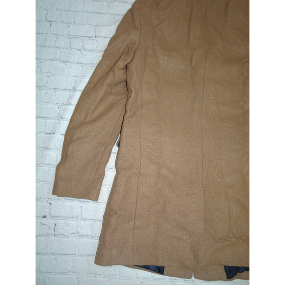 Find Men's Single Button Breasted Wool Peacoat Camel Brown Color, Sz M - Picture 8 of 9
